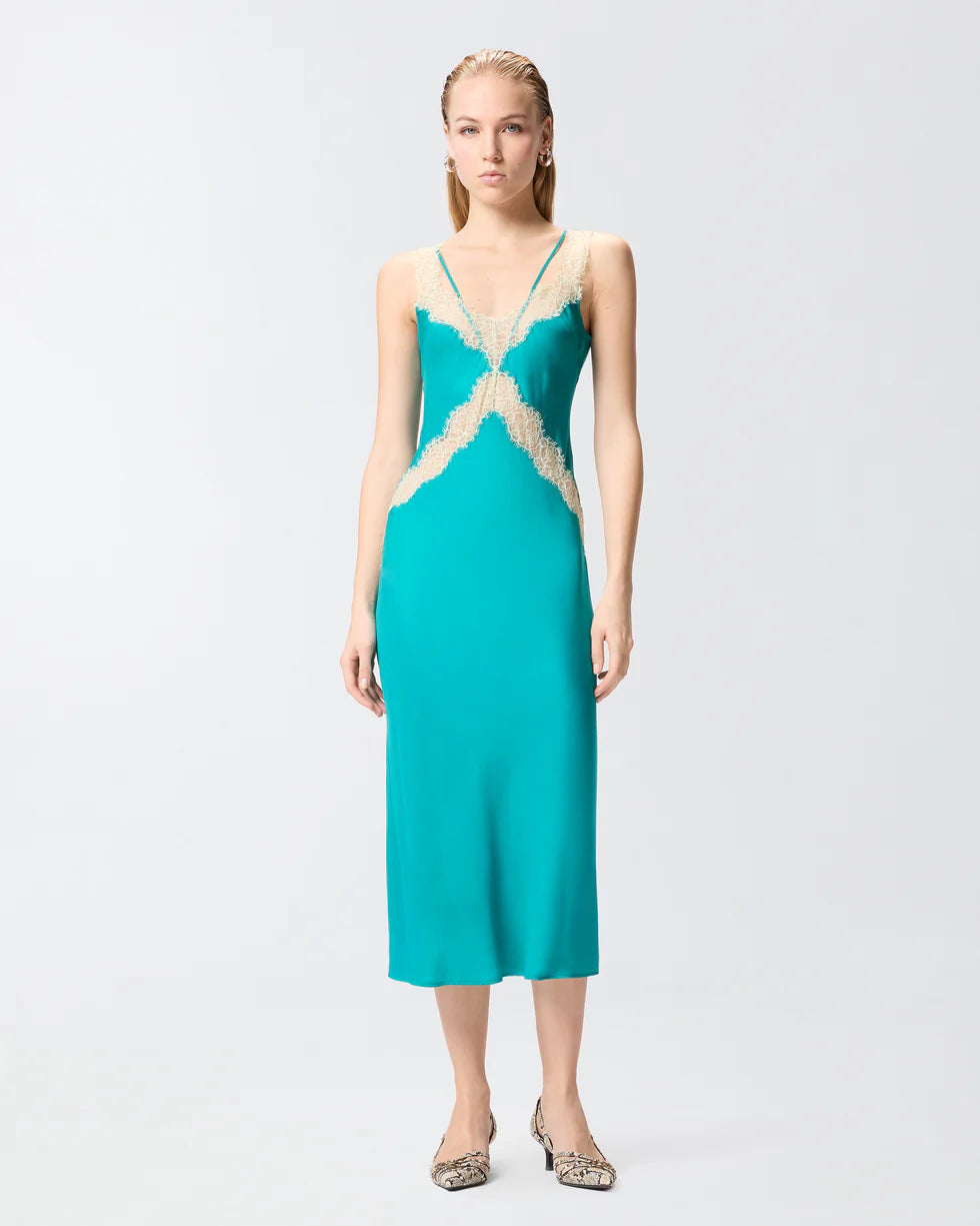 Pinko Abito slipdress con bande in pizzo