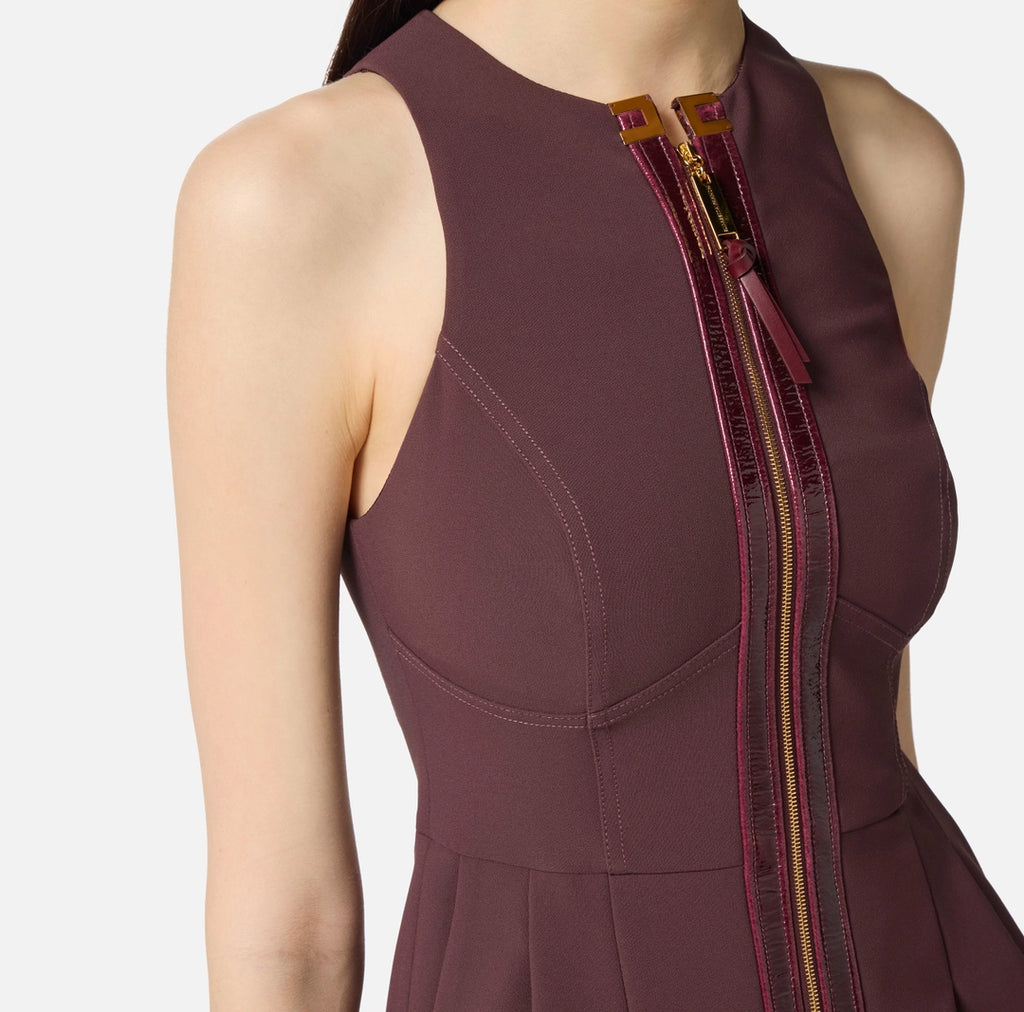 Abito in doppio crêpe con dettagli craquelé