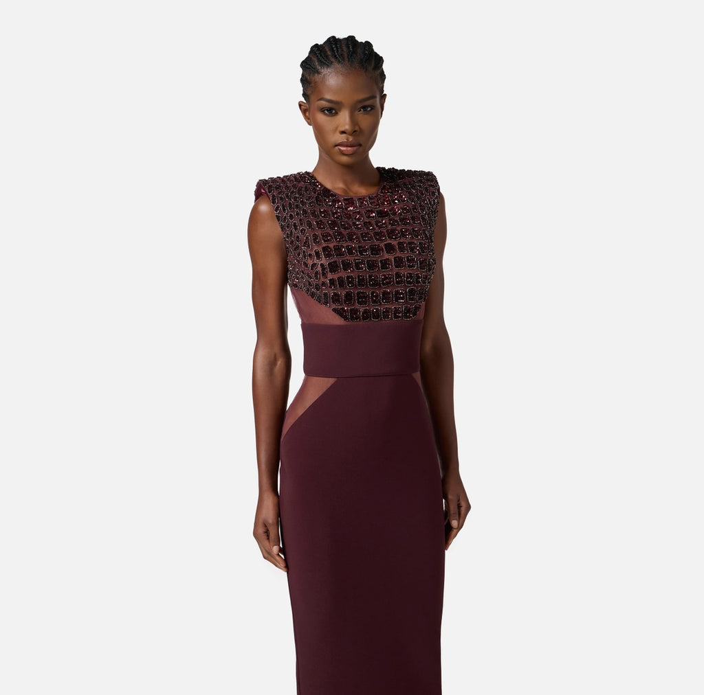 Abito in crêpe leggero e tulle