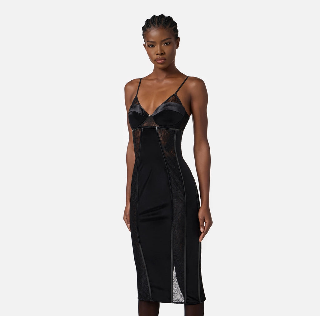 Abito in velluto e pizzo floreale