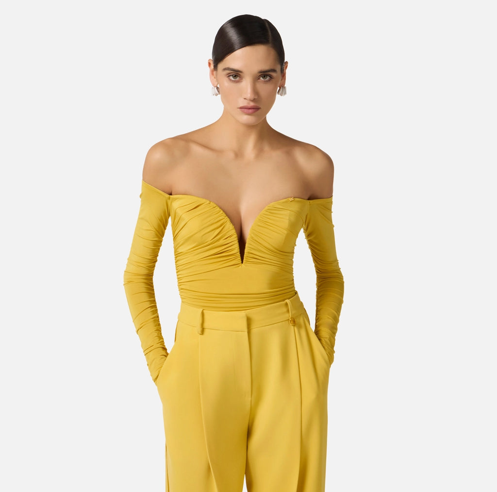 Elisabetta Franchi body in jersey con drappeggi