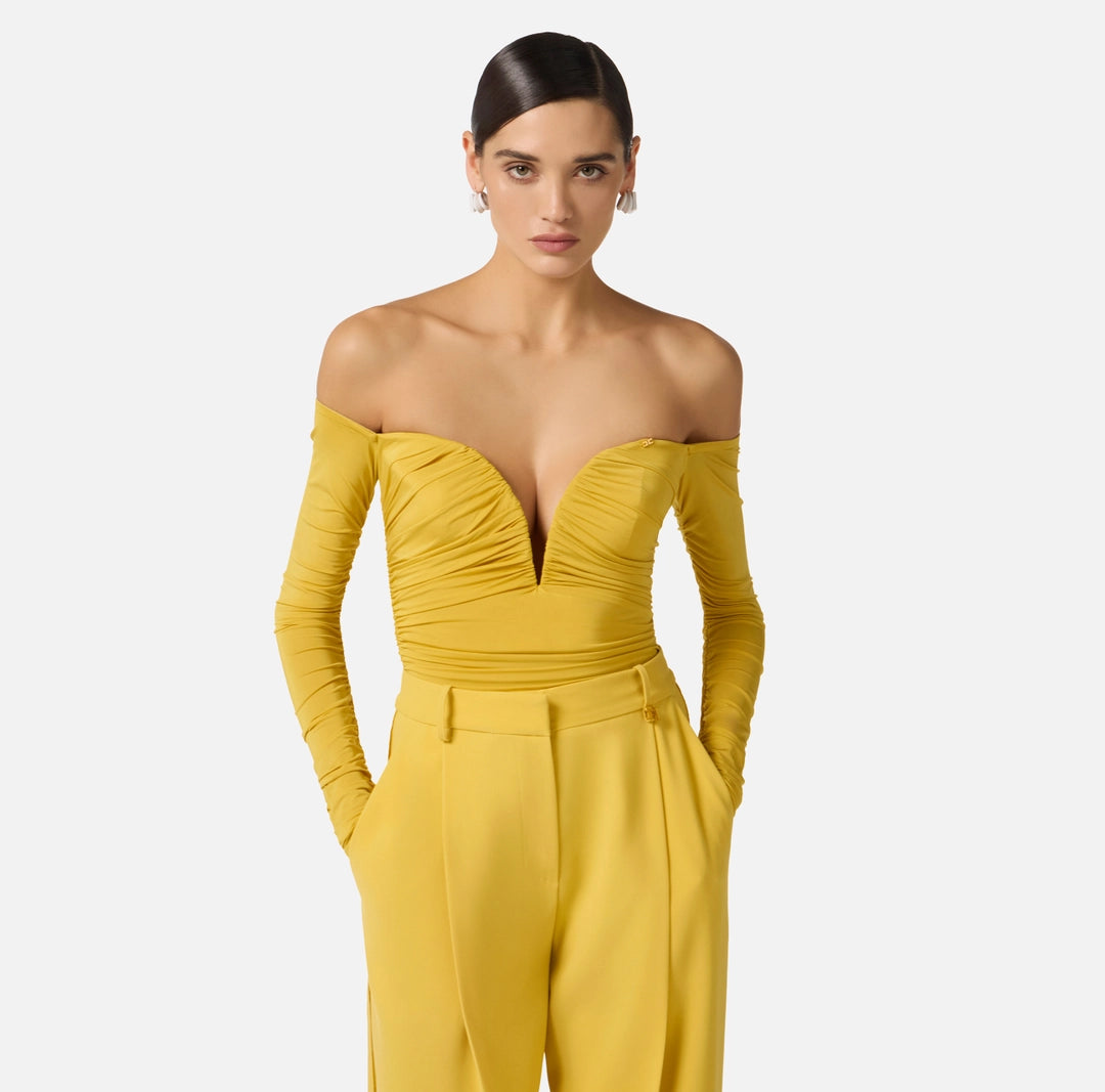 Elisabetta Franchi body in jersey con drappeggi