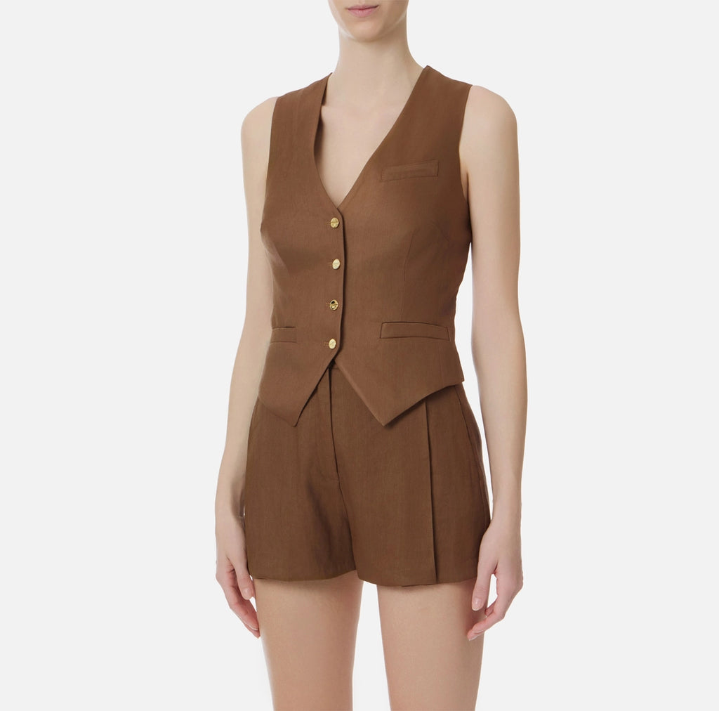Elisabetta Franchi Gilet in misto lino e crêpe