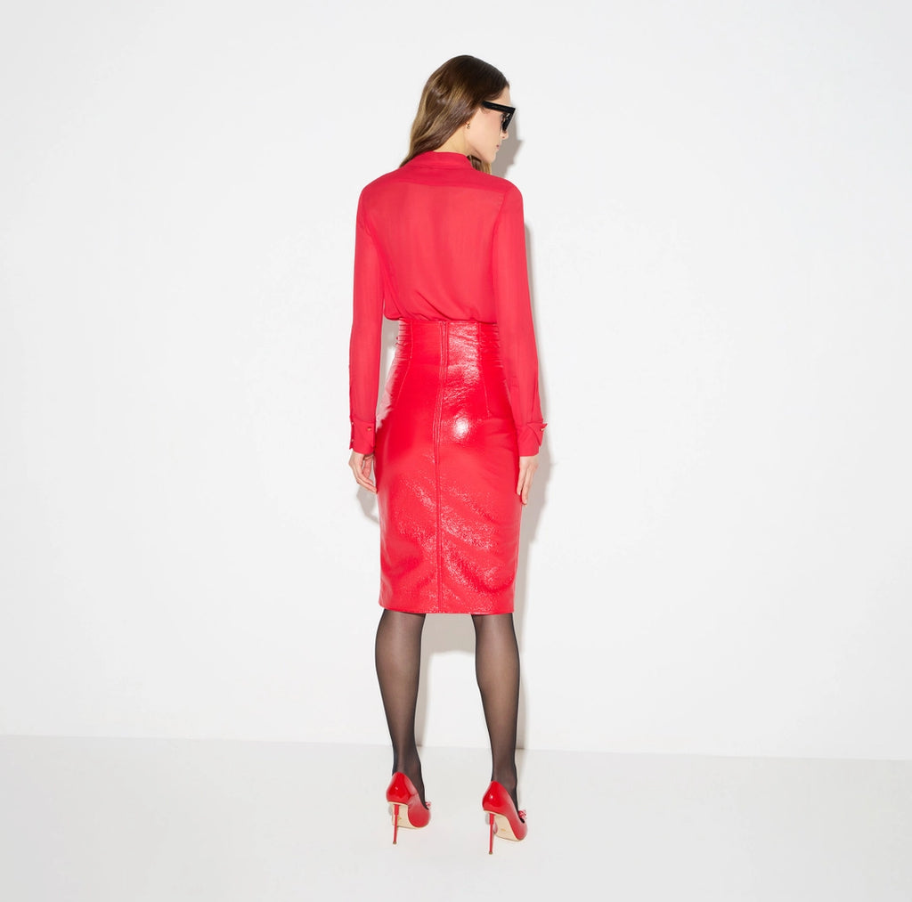 Elisabetta Franchi Gonna lucida con cinturini
