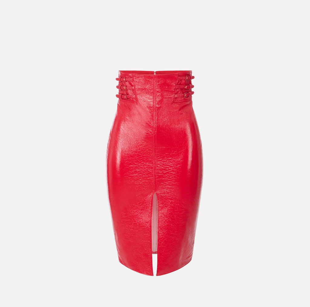 Elisabetta Franchi Gonna lucida con cinturini