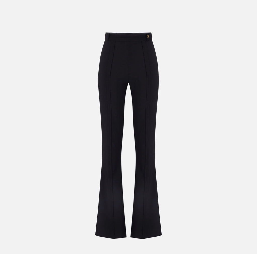 Elisabetta Franchi Pantaloni in crêpe stretch con logo charm