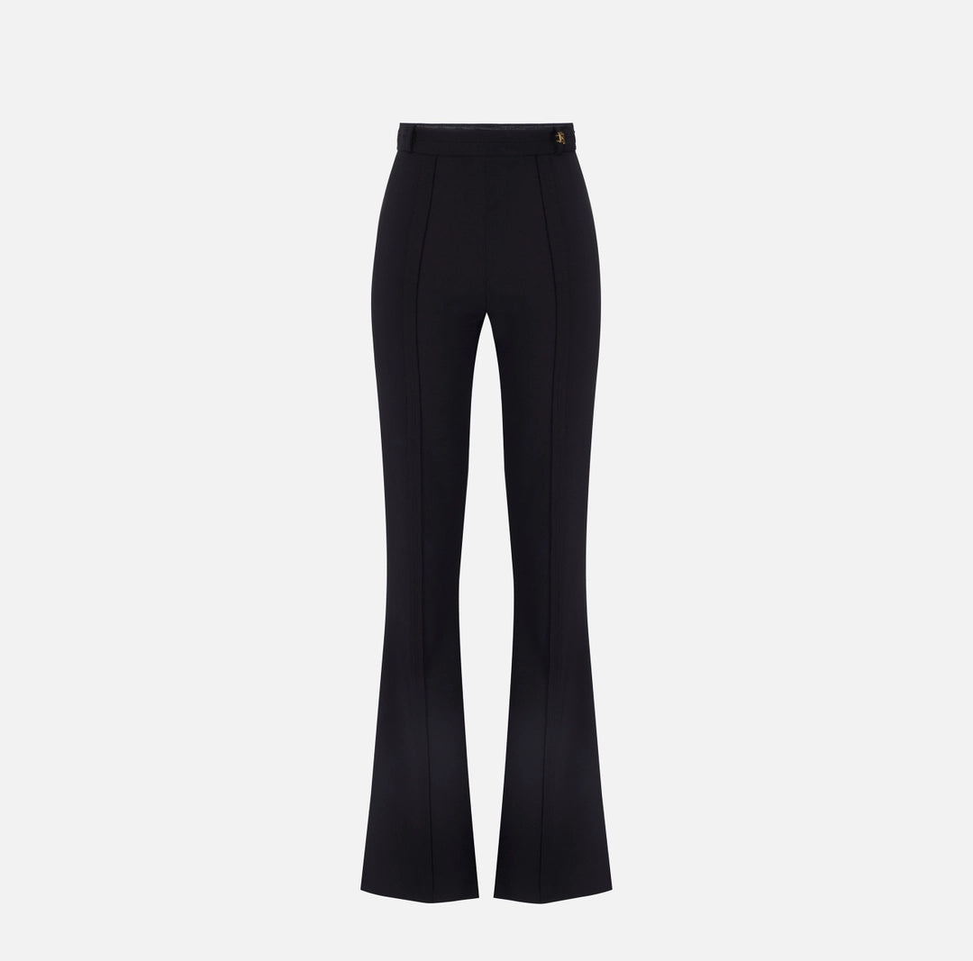 Elisabetta Franchi Pantaloni in crêpe stretch con logo charm