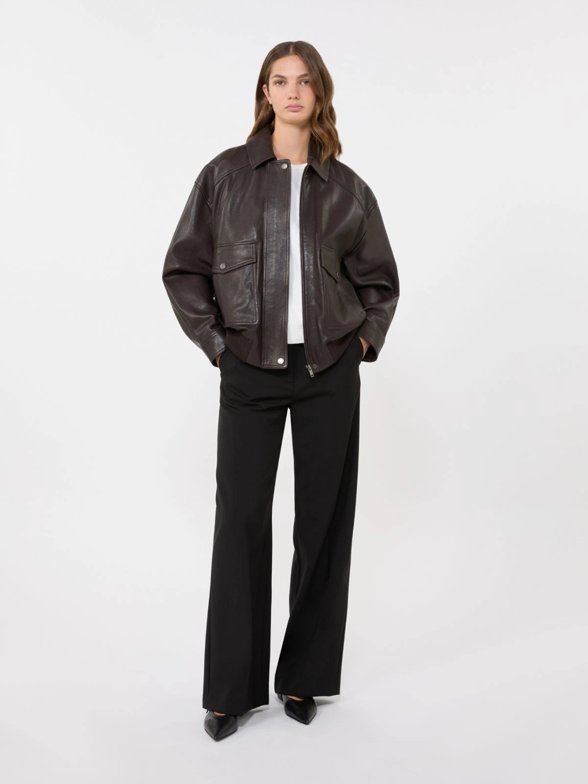Weekend bomber in pelle marrone