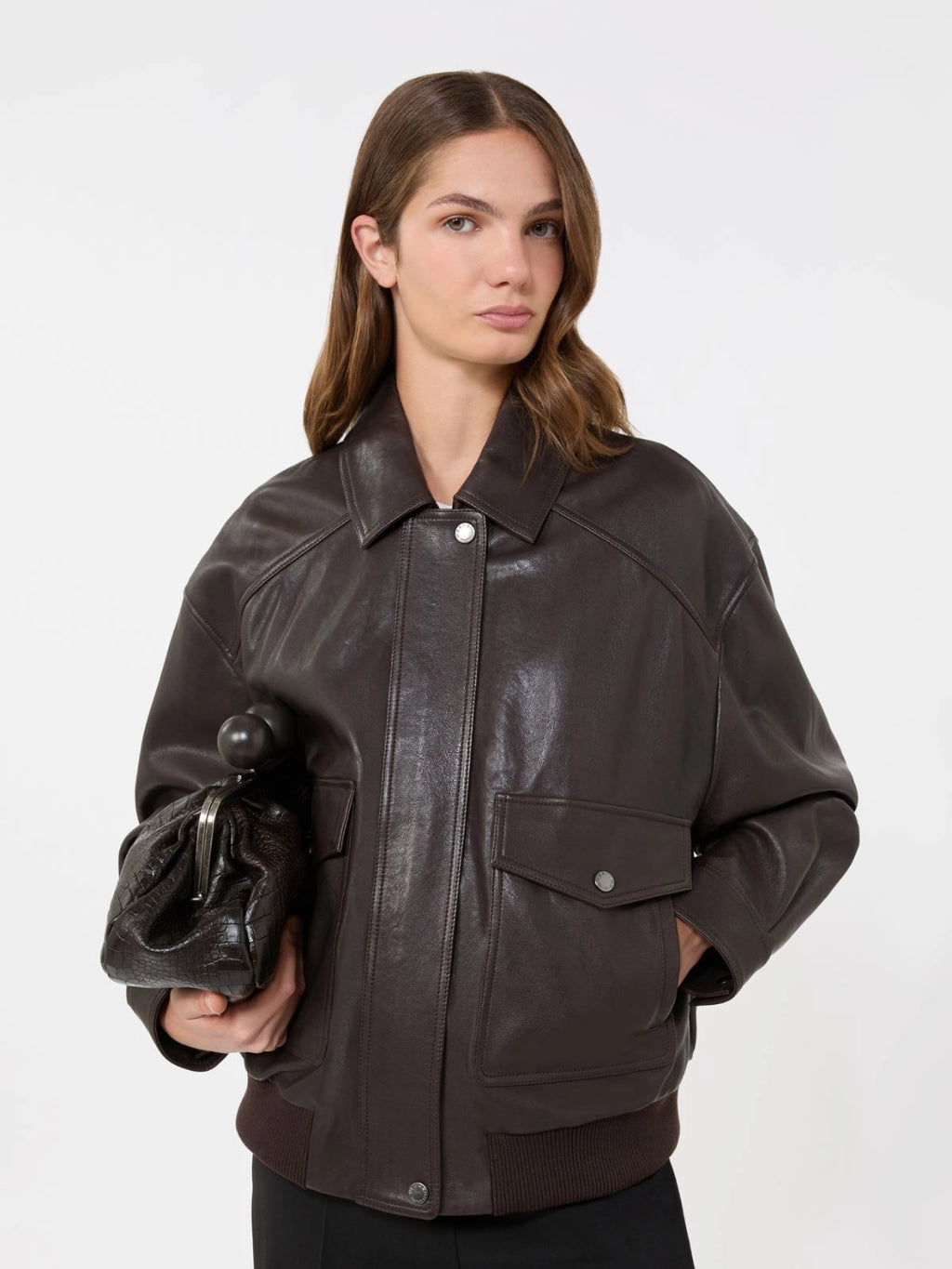Weekend bomber in pelle marrone